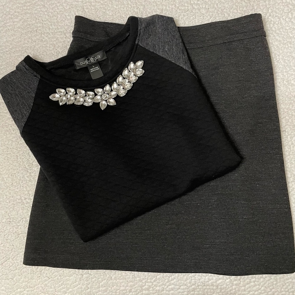 NWT August Silk Rhinestone Top & Skirt Set